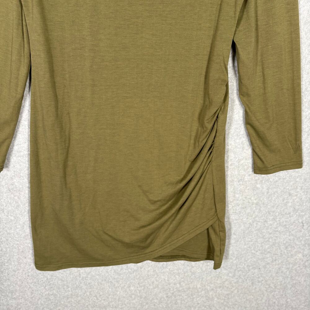 Mini Dress Womens XL Side Ruched Olive Army Pistachio Basic Minimal Matcha Thin - Picture 3 of 11
